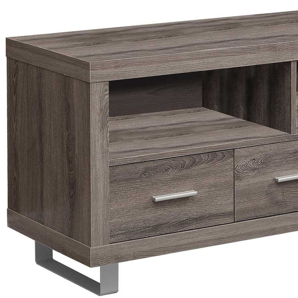 Taupe Cabinet Enclosed Storage TV Stand - Deep