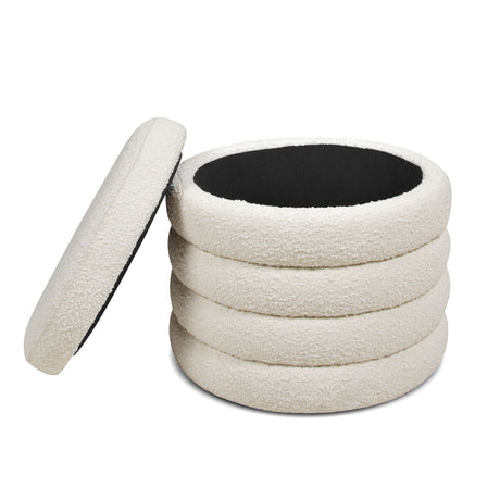 Fuji - Oversized Round Storage Ottoman by Jennifer Taylor Home | Bel Furniture