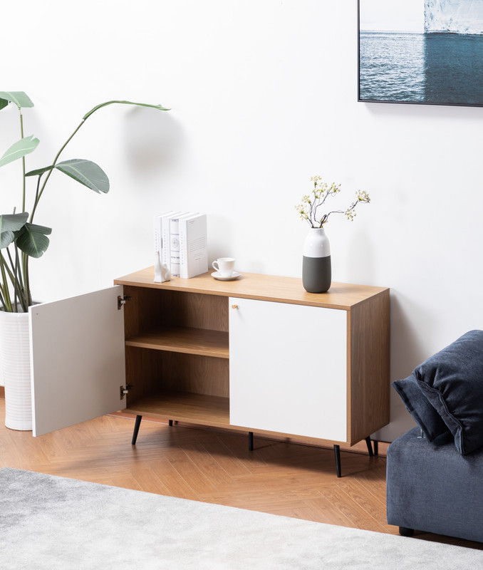 Carlotta - Storage Console Cabinet Table - Light Brown And White