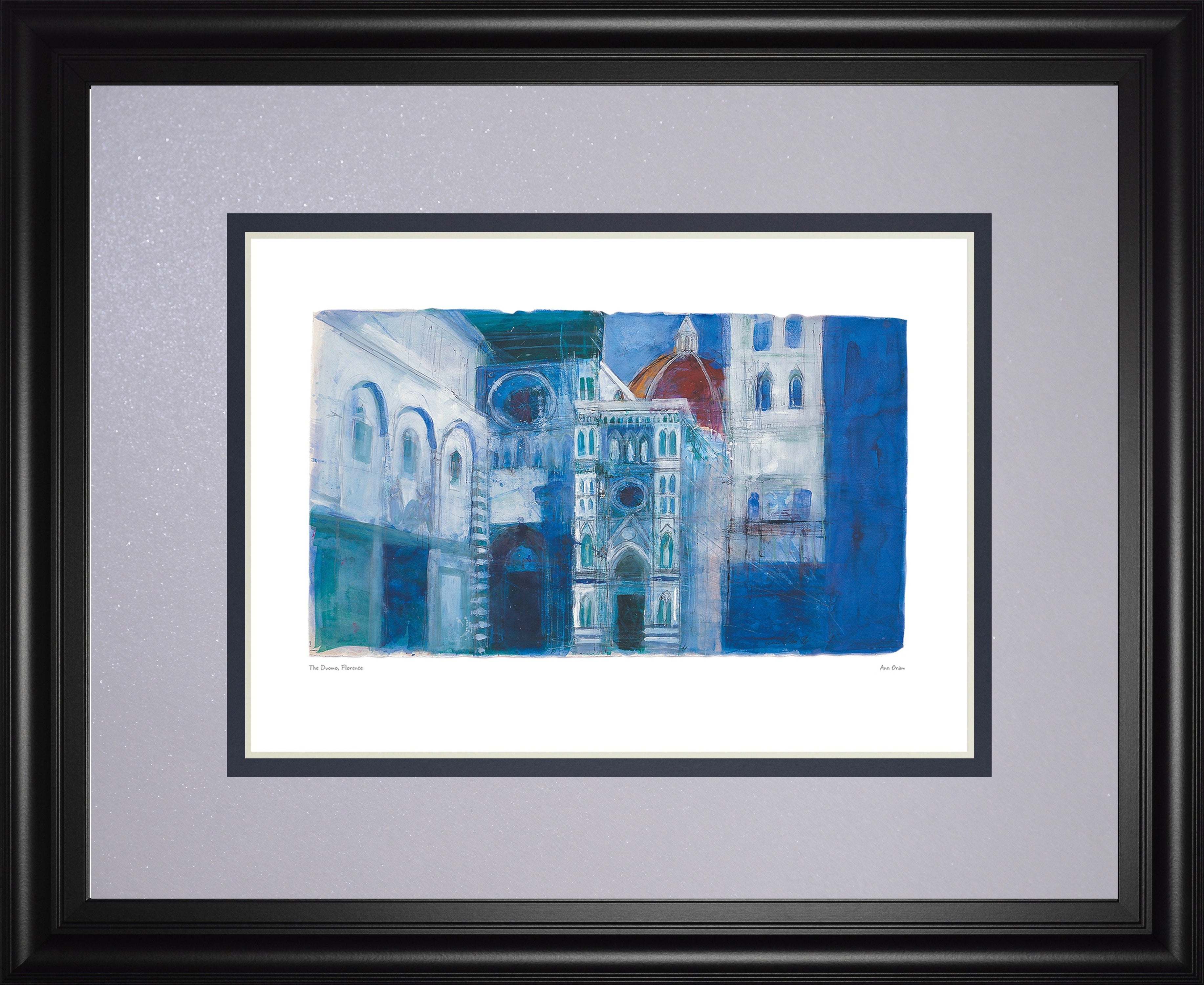 The Duomo, Florence By Ann Oram - Framed Print Wall Art - Blue