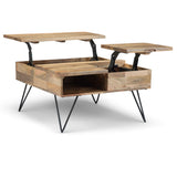 Hunter - Lift Top Square Coffee Table - Natural by Simpli-Home | Bel Furniture