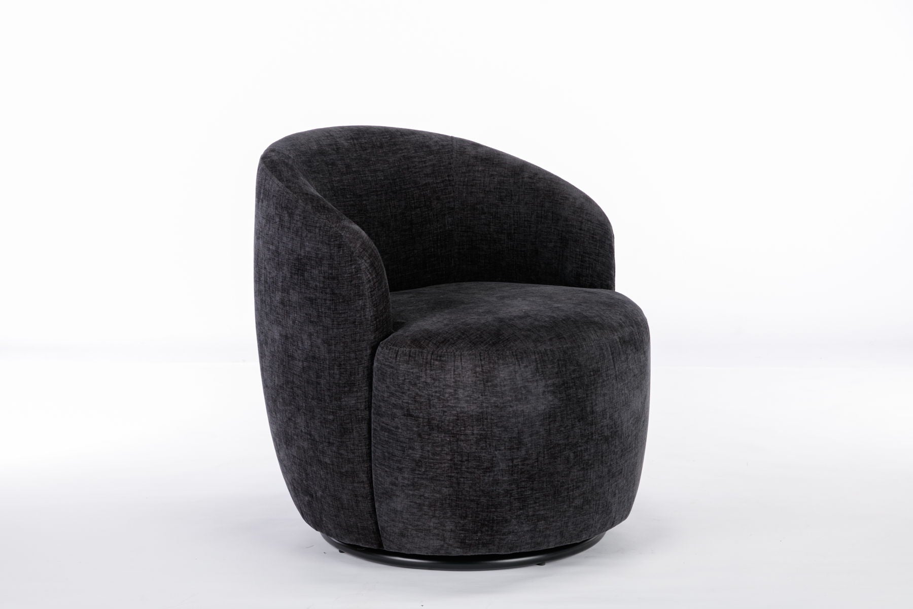 Chenille Fabric Swivel Accent Armchair Barrel Chair With Powder Coating Metal Ring