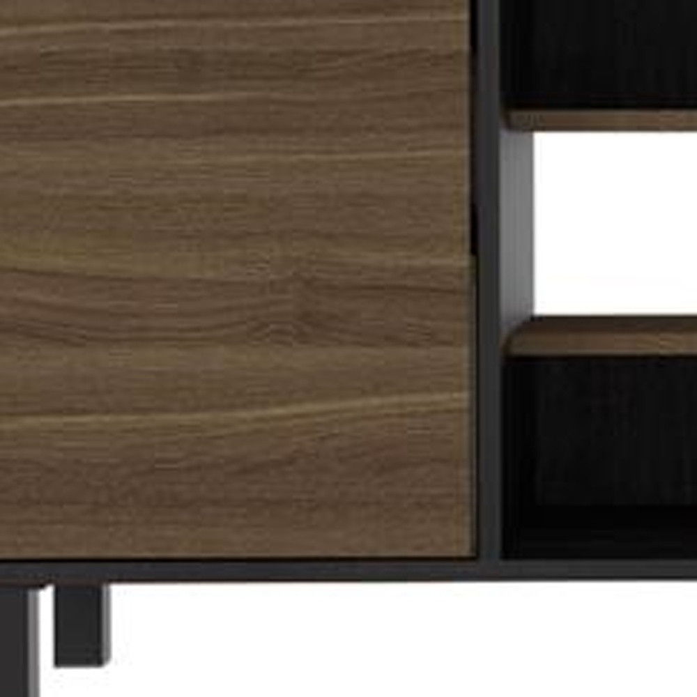 Particle Board Open Shelving TV Stand - Brown / Black