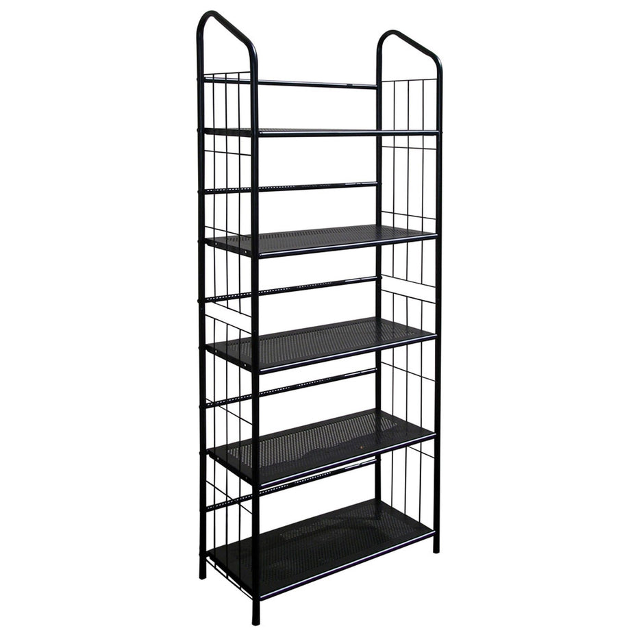 Five Shelf Metal Standing Book Shelf - Black