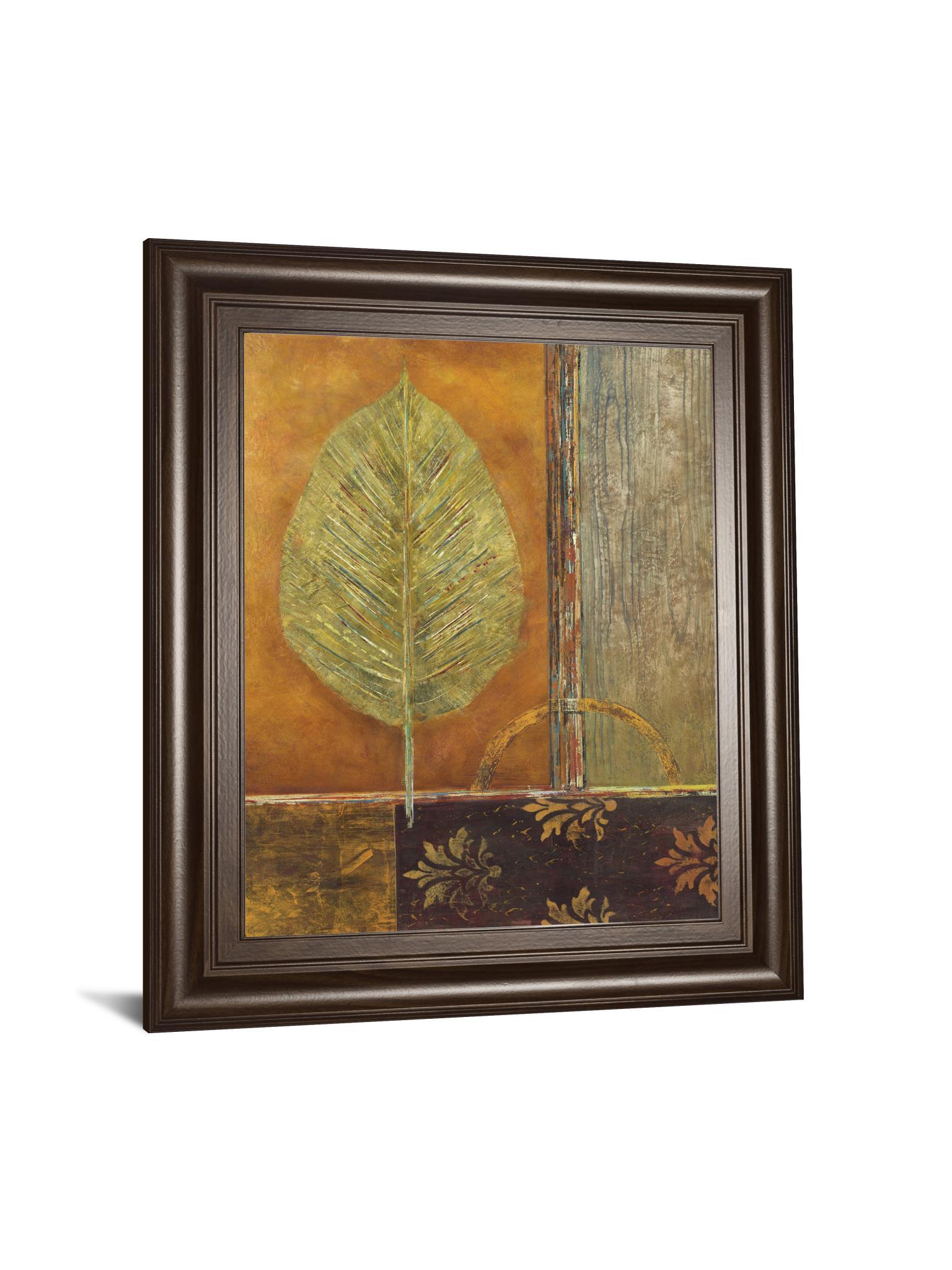 Copper Leaf By Viola Lee - Framed Print Wall Art - Dark Brown