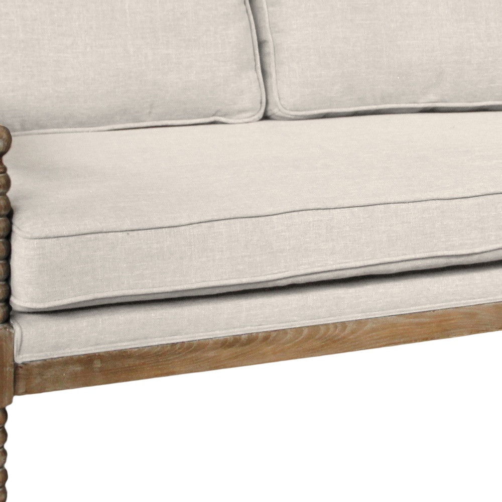 Linen Blend Sofa With Brown Legs - Ivory