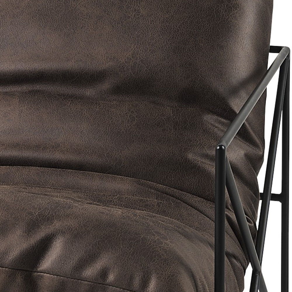 Faux Leather Contemporary Metal Chair - Dark Brown