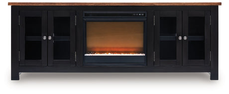 Wildenauer - 76" TV Stand With Electric Fireplace Black Faux Crystals Fireplace Insert by Signature Design by Ashley® | Bel Furniture