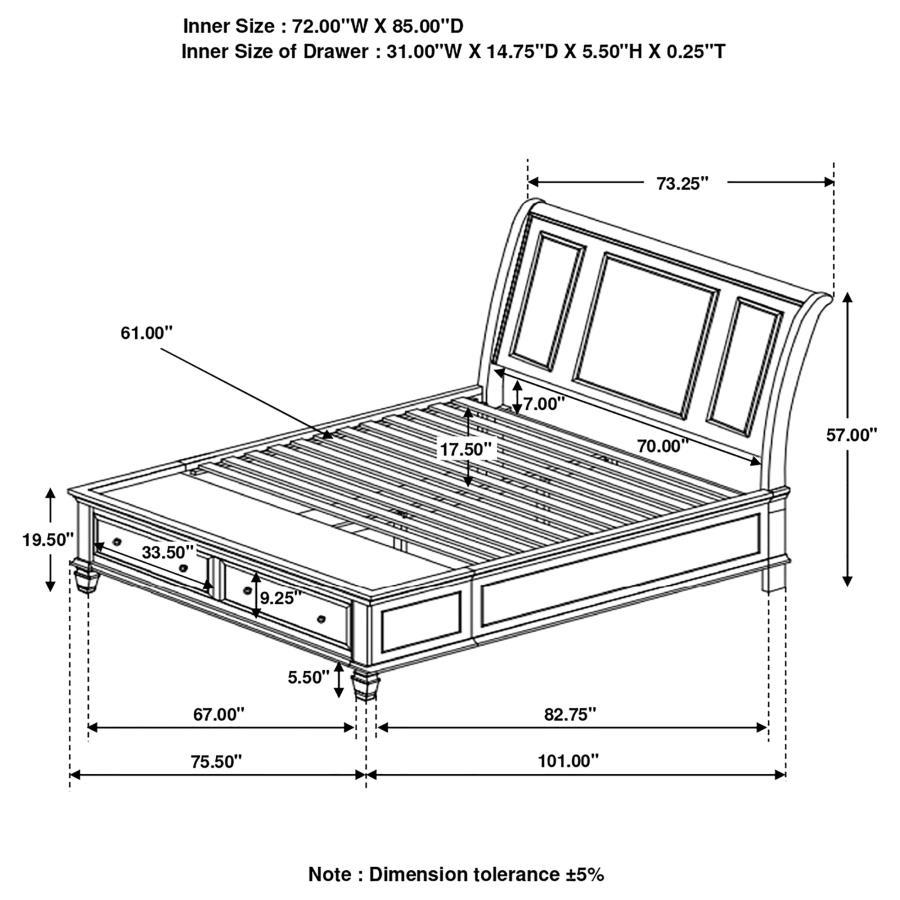 Sandy Beach - Storage Sleigh Bed