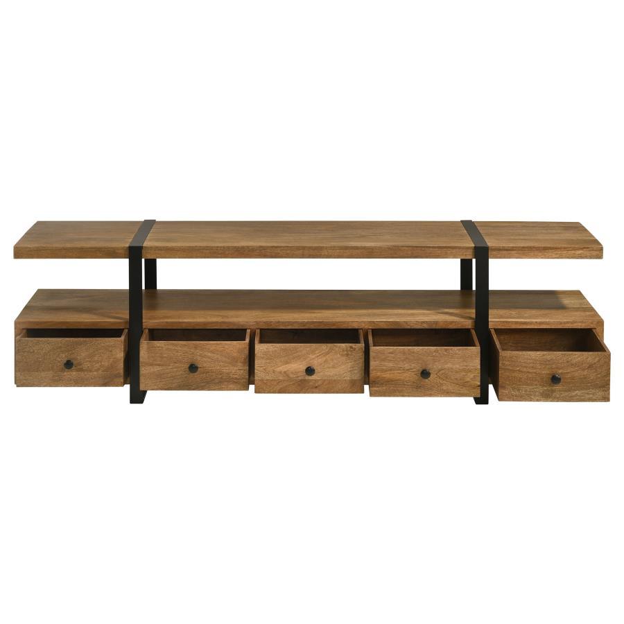 Otto - 5-Drawer Mango Wood TV Stand Media Console - Brown