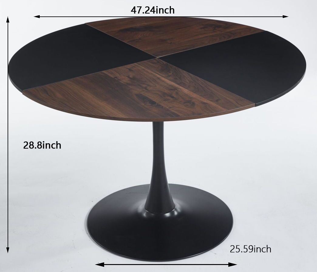 Tulip Round Dining Table, Office Table, Coffee Table - Brown