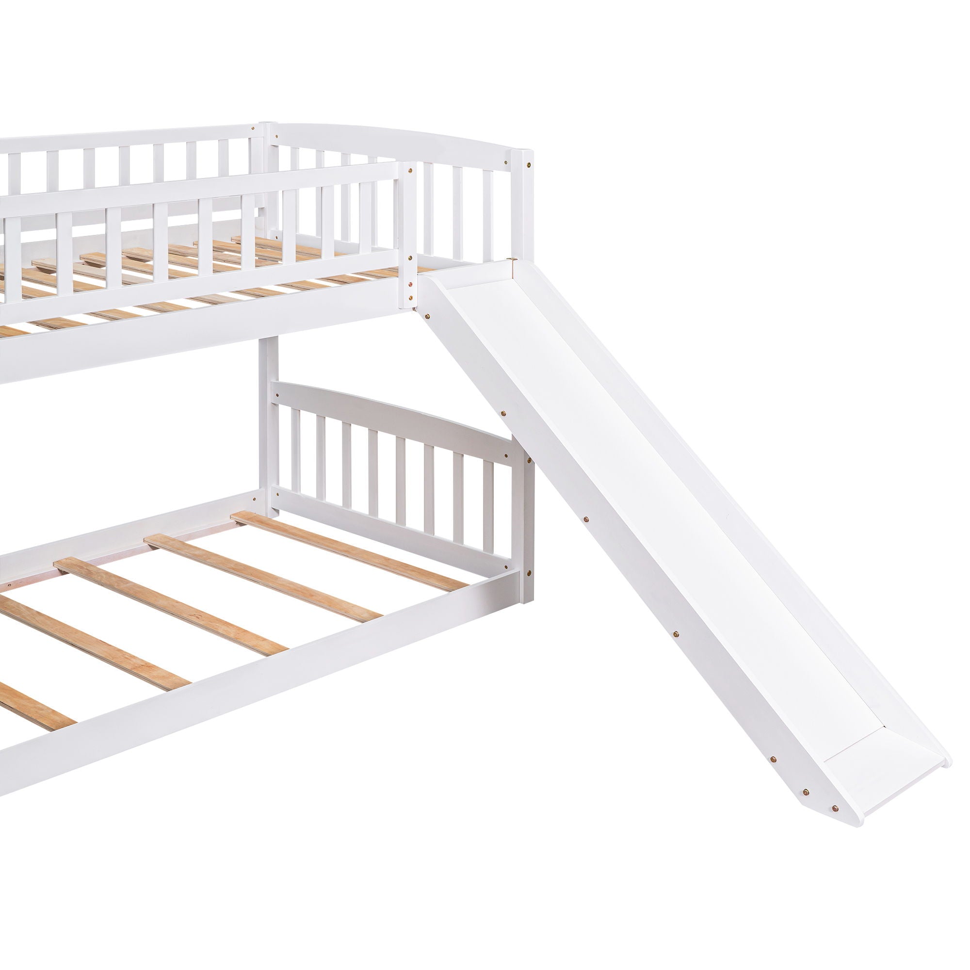 Stairway Twin Over Twin Bunk Bed With Two Drawers And Slide - White