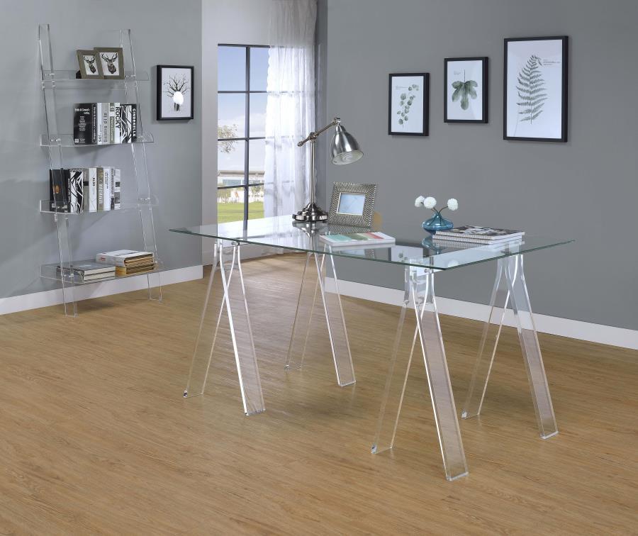 Amaturo - Glass Top Acrylic Writing Desk - Clear