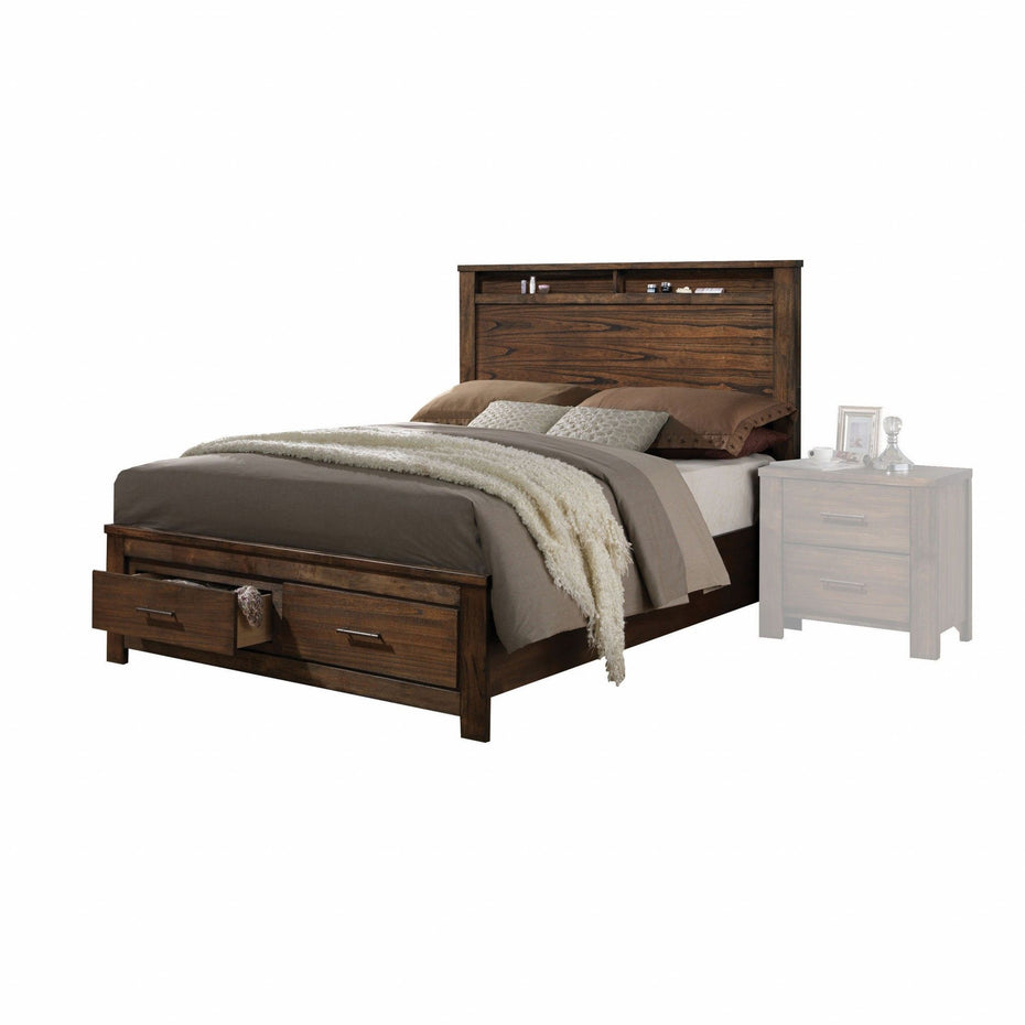 Upholstered Bed - Brown / Black