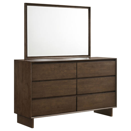 Glenwood - 6-Drawer Dresser Cabinet Dark Brown Dresser & Mirror by Coaster Fine Furniture | Bel Furniture