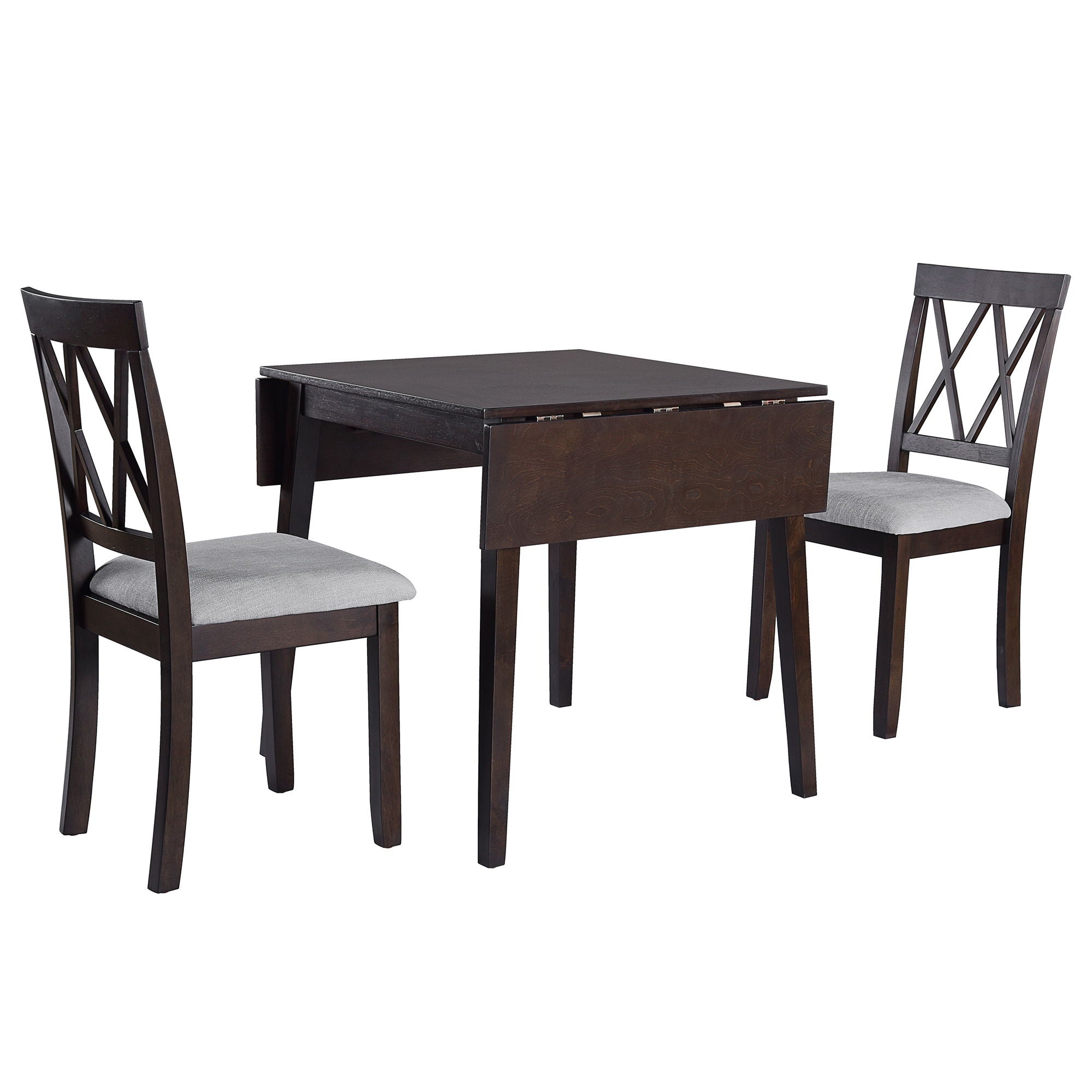 3 Piece Kitchen Dining Set With Drop Leaf Dining Table And 2 Dining Upholstered Chairs, Dining Room Set For Small Places