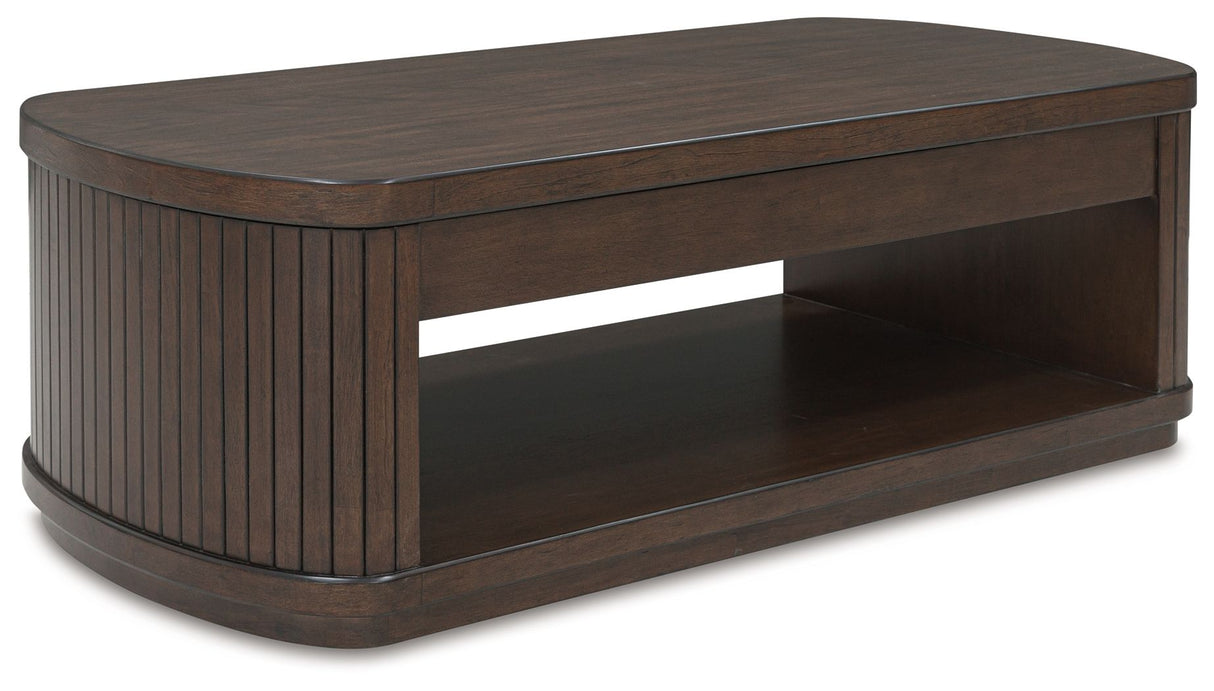 Korestone - Dark Brown - Lift Top Cocktail Table by Signature Design by Ashley® | Bel Furniture