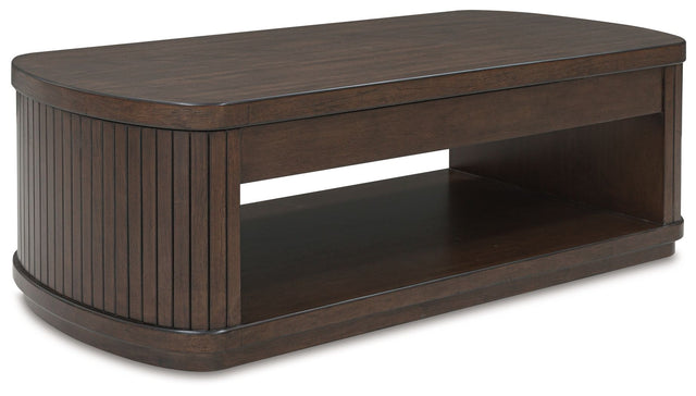 Korestone - Dark Brown - Lift Top Cocktail Table by Signature Design by Ashley® | Bel Furniture