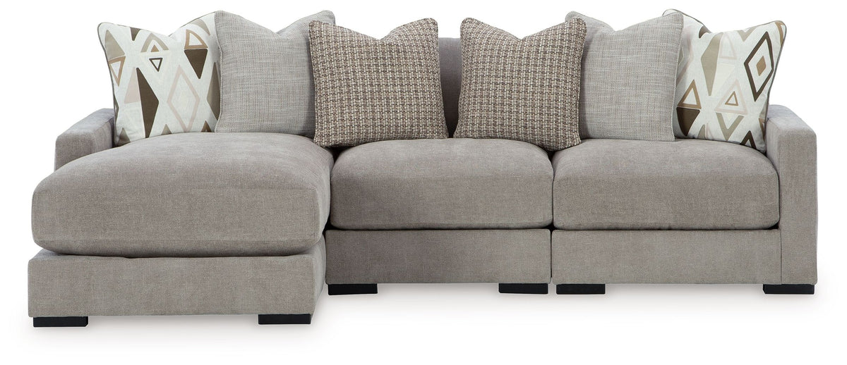Aslan Court - Sectional Gray 3 Pc. Sofa Sectional With LAF Corner Chaise by Benchcraft® | Bel Furniture