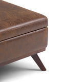 Owen - Square Coffee Table Storage Ottoman - Distressed Chestnut Brown by Simpli-Home | Bel Furniture