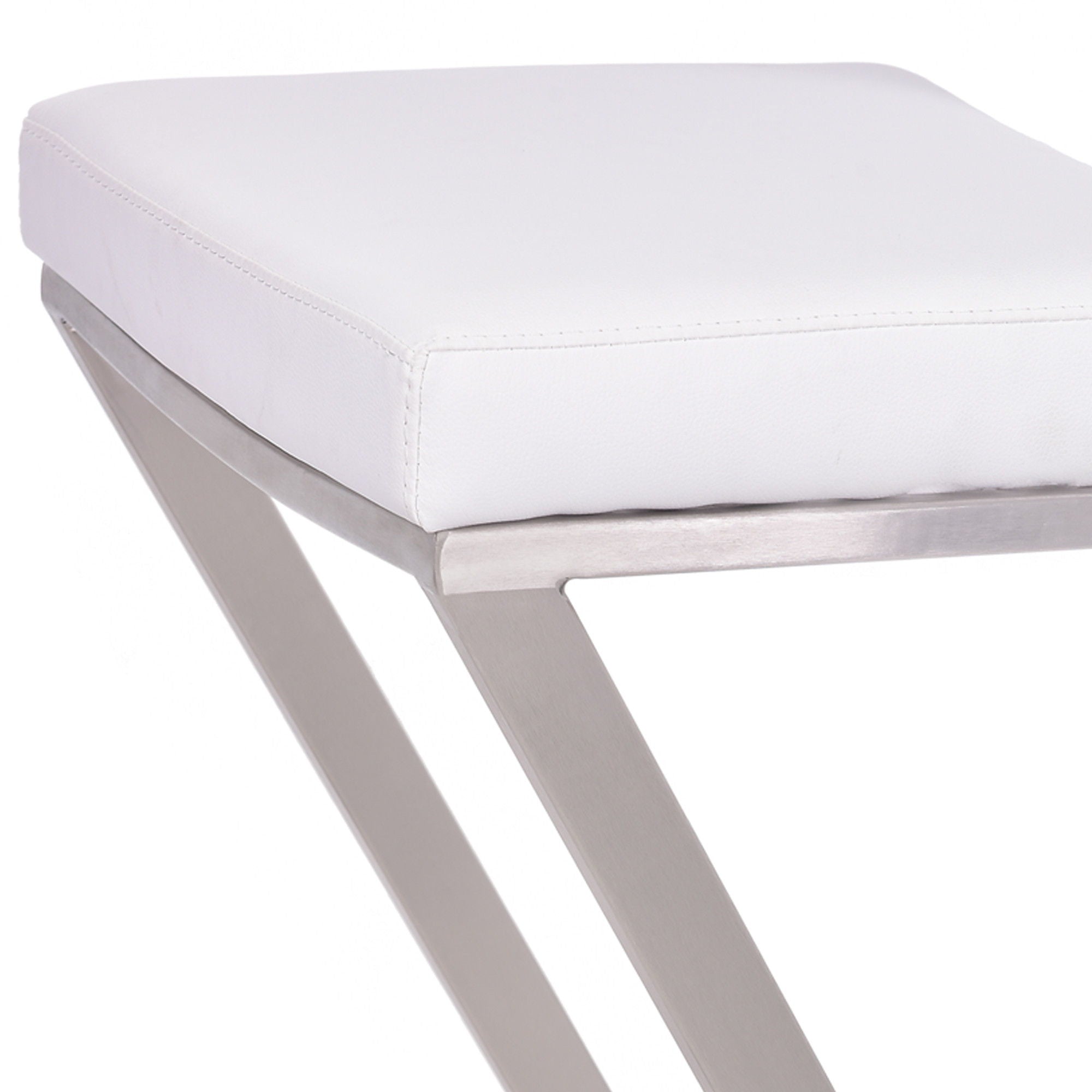 Iron Backless Counter Height Bar Chair - White / Silver