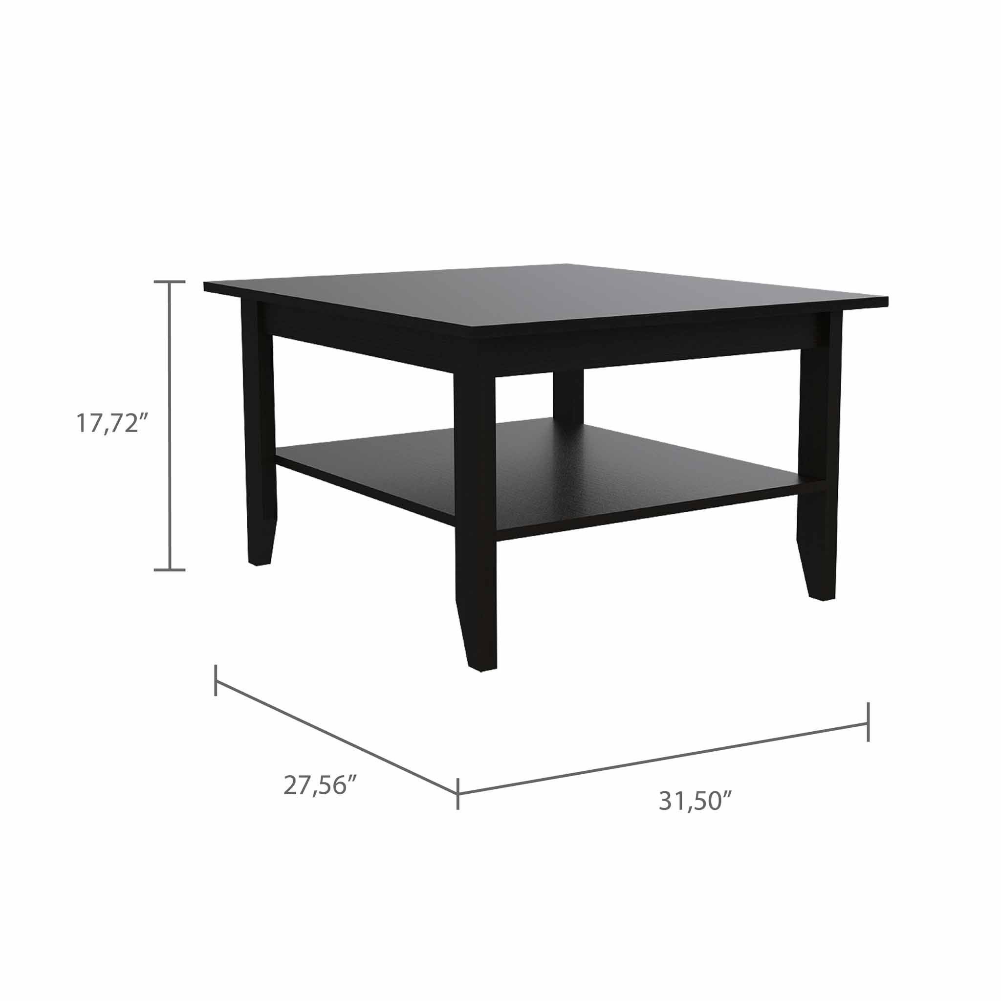 Coffee Table With Shelf - Black