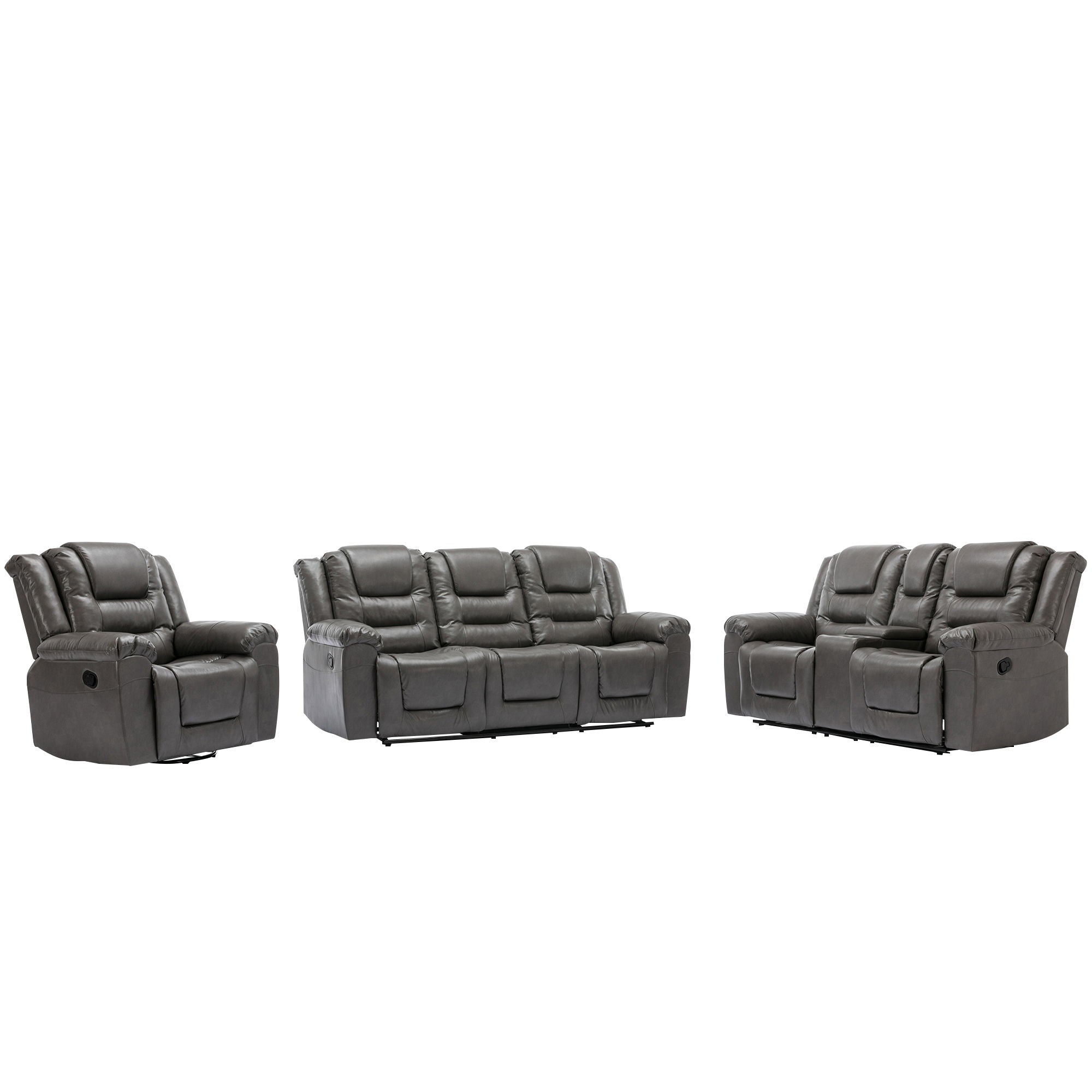 Home Theater Recliner Set Manual Recliner Chair With Wide Armrest, Two Built-In Cup Holders For Living Room