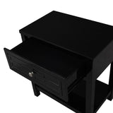 Dylan - Wooden End Side Table Nightstand With Glass Top And Drawer by Lilola Home | Bel Furniture