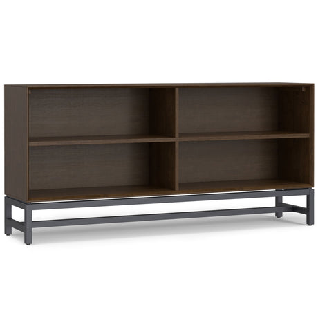 Banting - Low Wide Bookcase - Walnut Brown by Simpli-Home | Bel Furniture