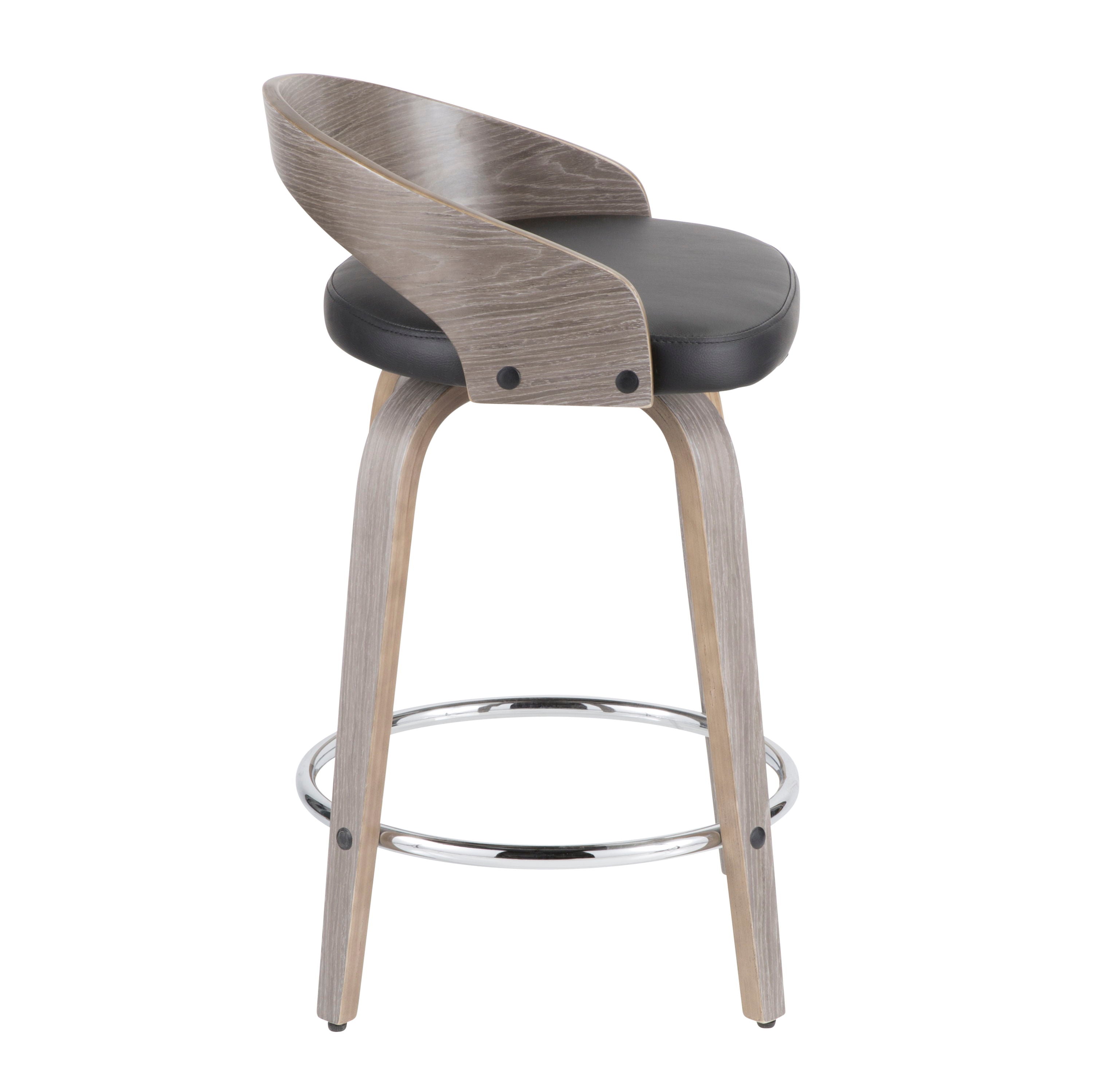 Grotto - Contemporary Fixed Height Counter Stool & Swivel With Round Footrest (Set of 2)