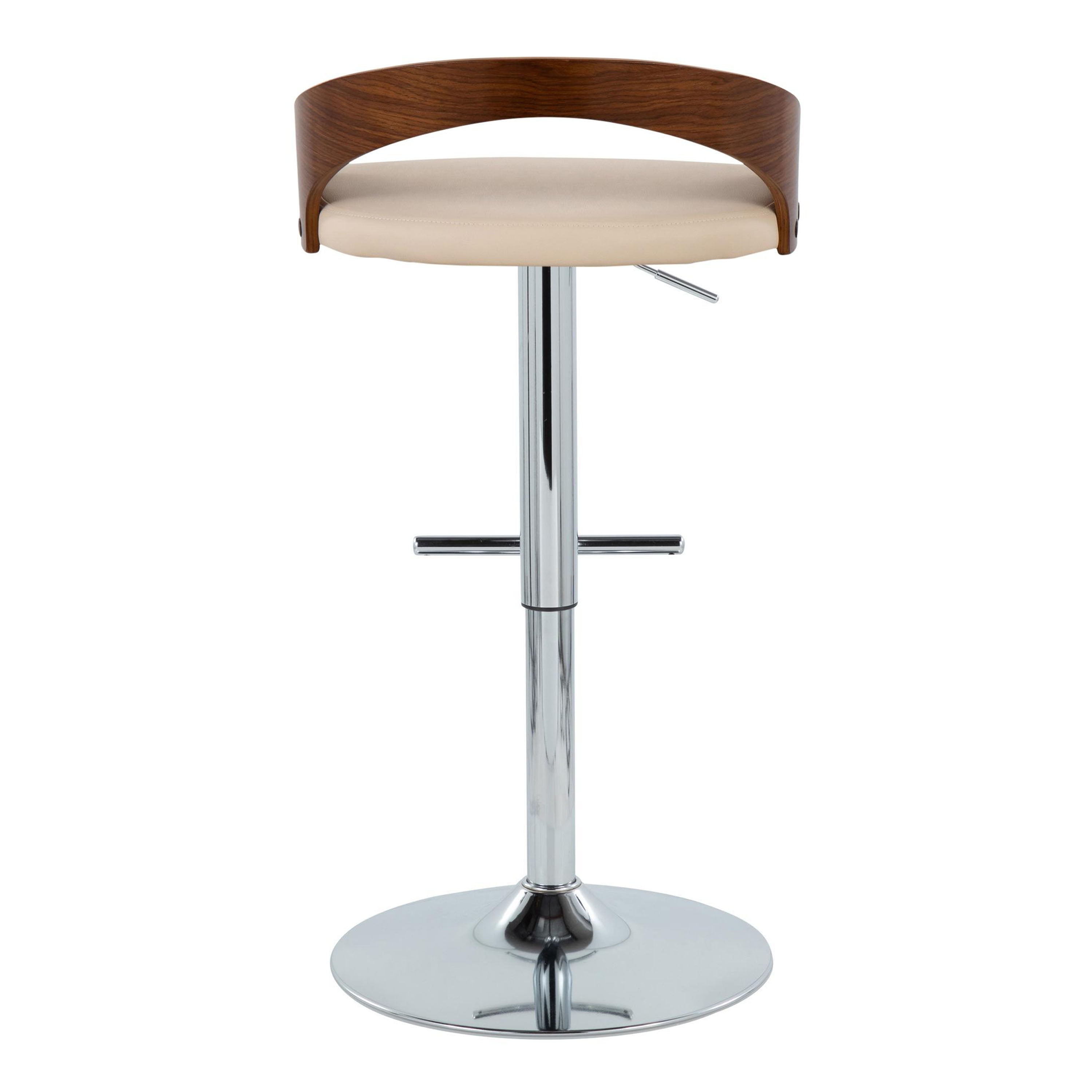 Grotto - Mid Century Modern Adjustable Height Barstool, Swivel With Straight T Footrest (Set of 2)