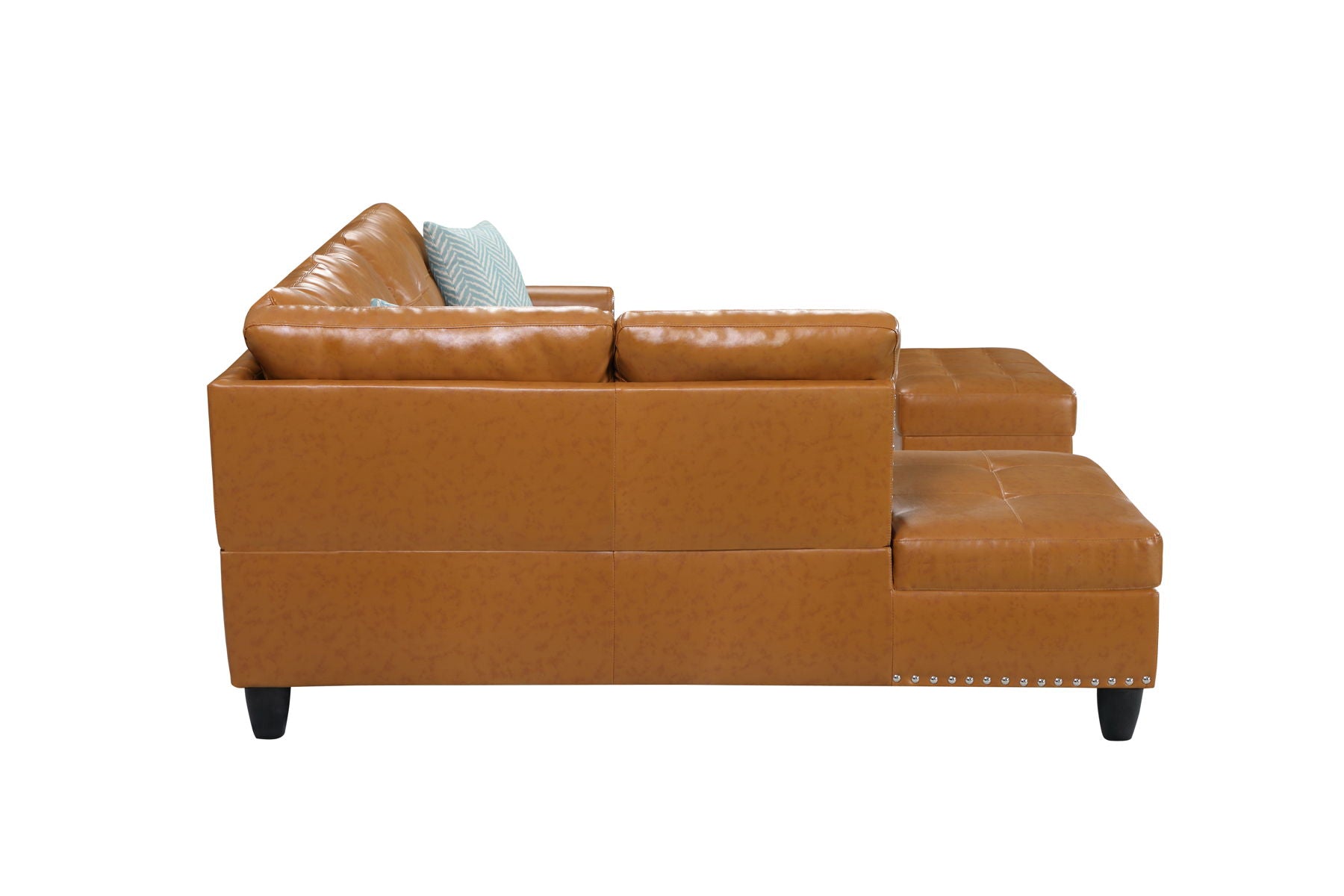 Irine - Faux Leather Sectional Sofa With Ottoman