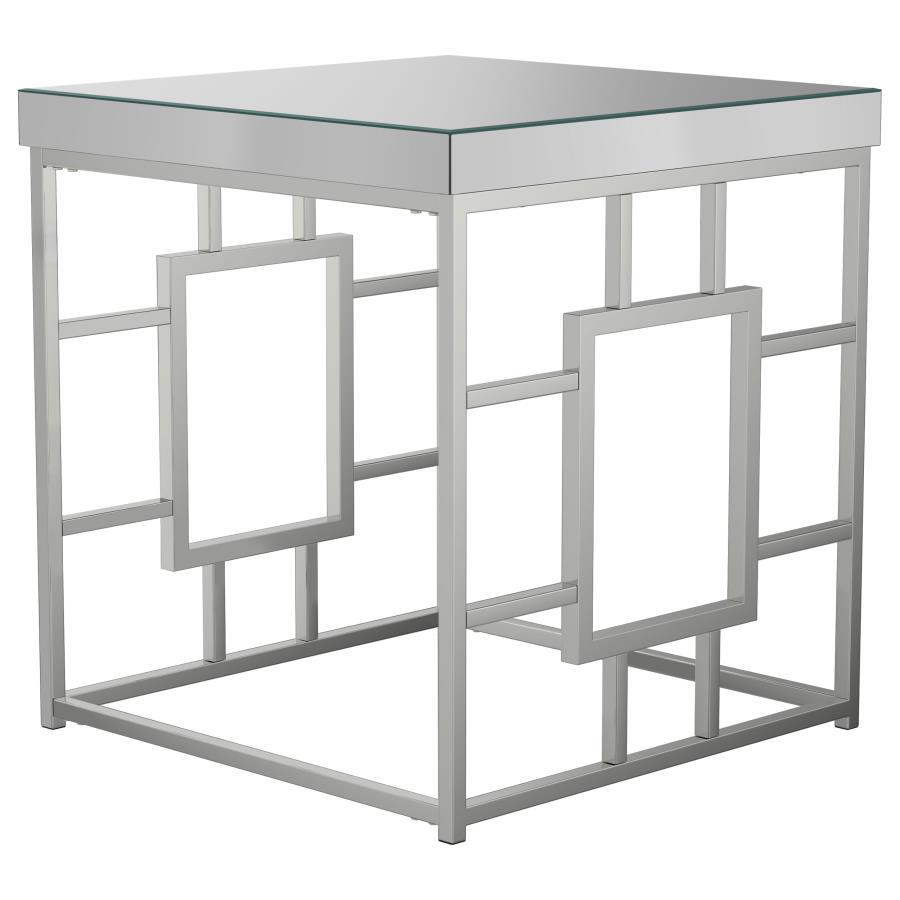 Dafina - Square Mirrored Top Side End Table - Chrome