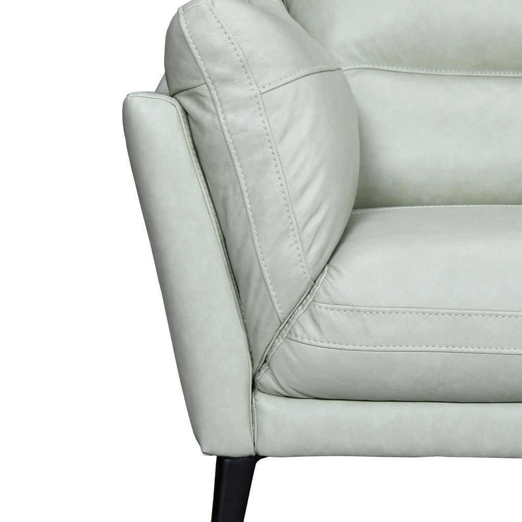 Leather Sofa With Black Legs - Mint Green