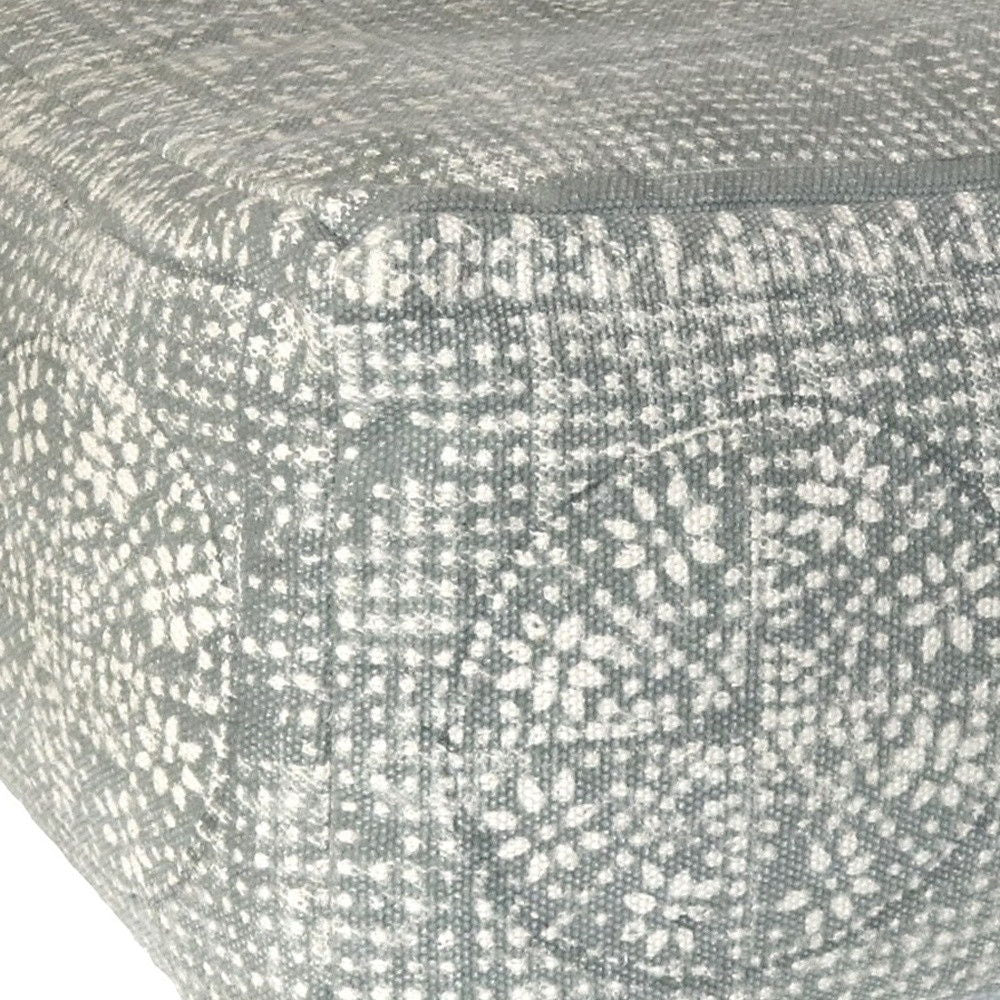 Patterned Rectangle Pouf - Light Gray