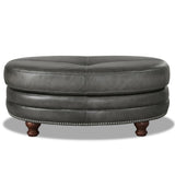 Belfast - Top Grain Leather Oval Ottoman by Hydeline Furniture | Bel Furniture