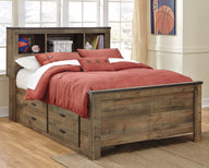 Trinell - Bookcase Storage Bed Dark Brown Full 2 Side Storage Drawers by Signature Design by Ashley® | Bel Furniture