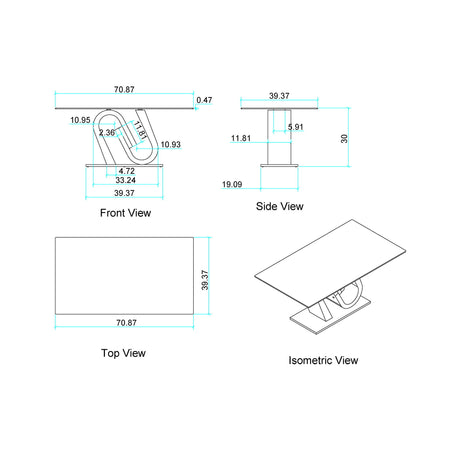 Anne - Dining Table - White / Gray - view 5