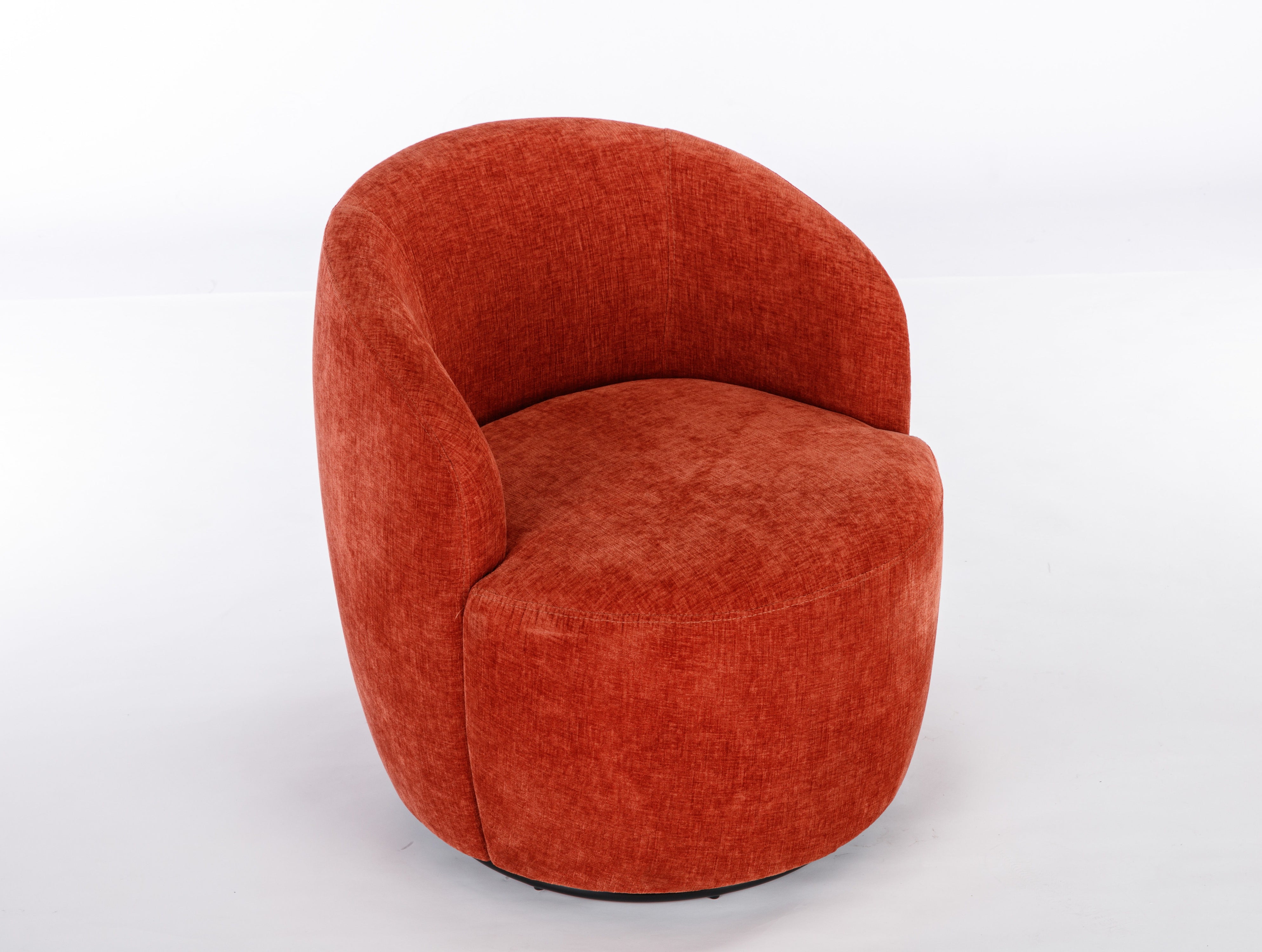 Chenille Fabric Swivel Accent Armchair Barrel Chair With Powder Coating Metal Ring