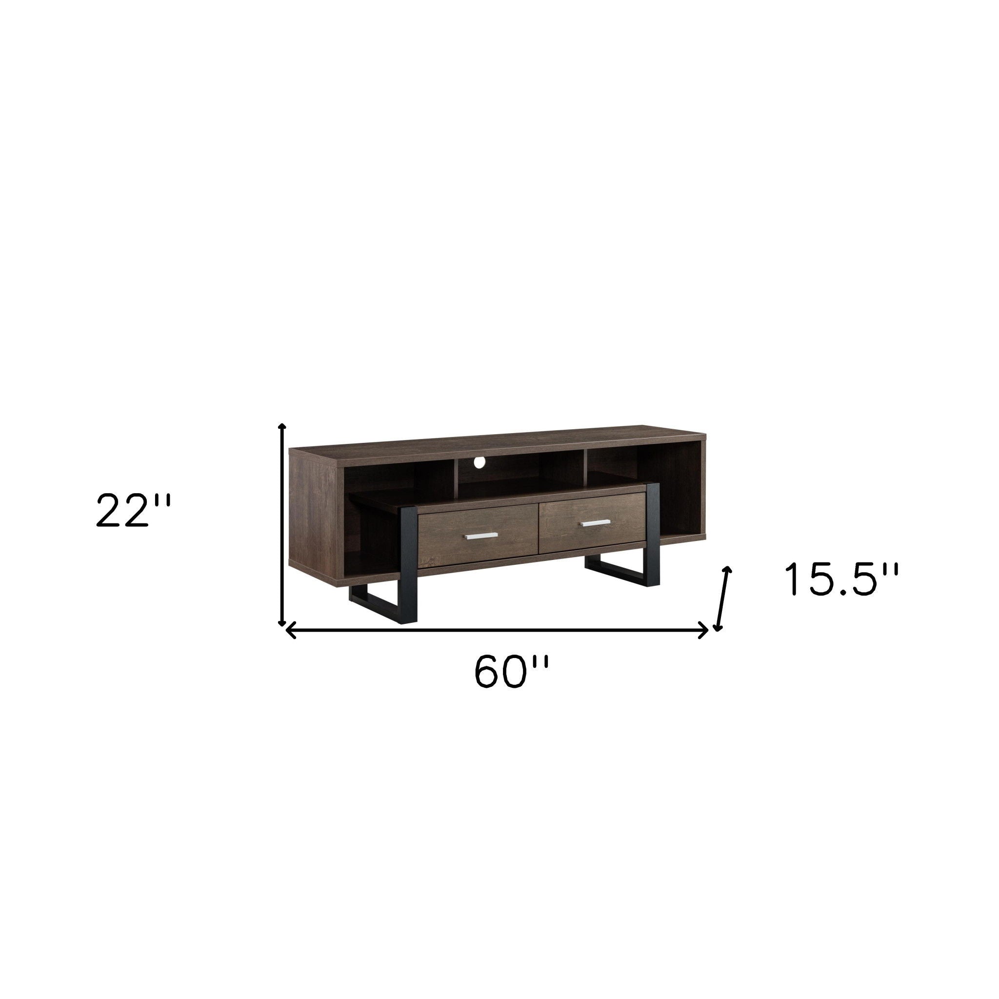 Manufactured Wood Cabinet Enclosed Storage TV Stand - Walnut Oak / Black