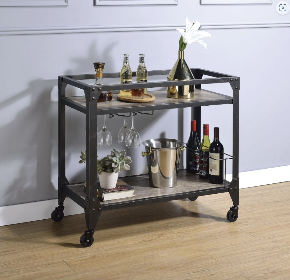 Jorgensen - Serving Cart - Rustic Oak / Charcoal