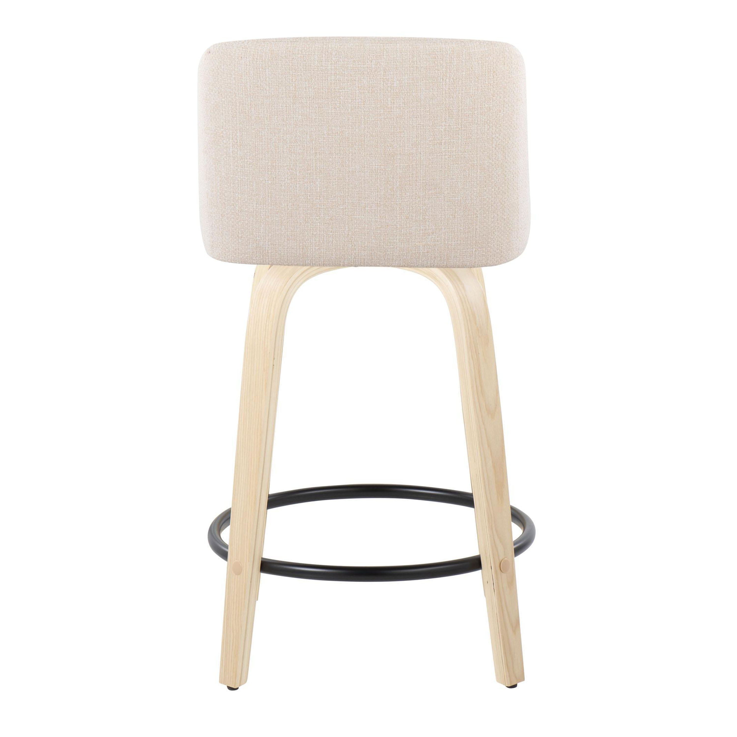 Toriano - Contemporary, Fixed Height Counter Stool With Swivel And Round Footrest (Set of 2)