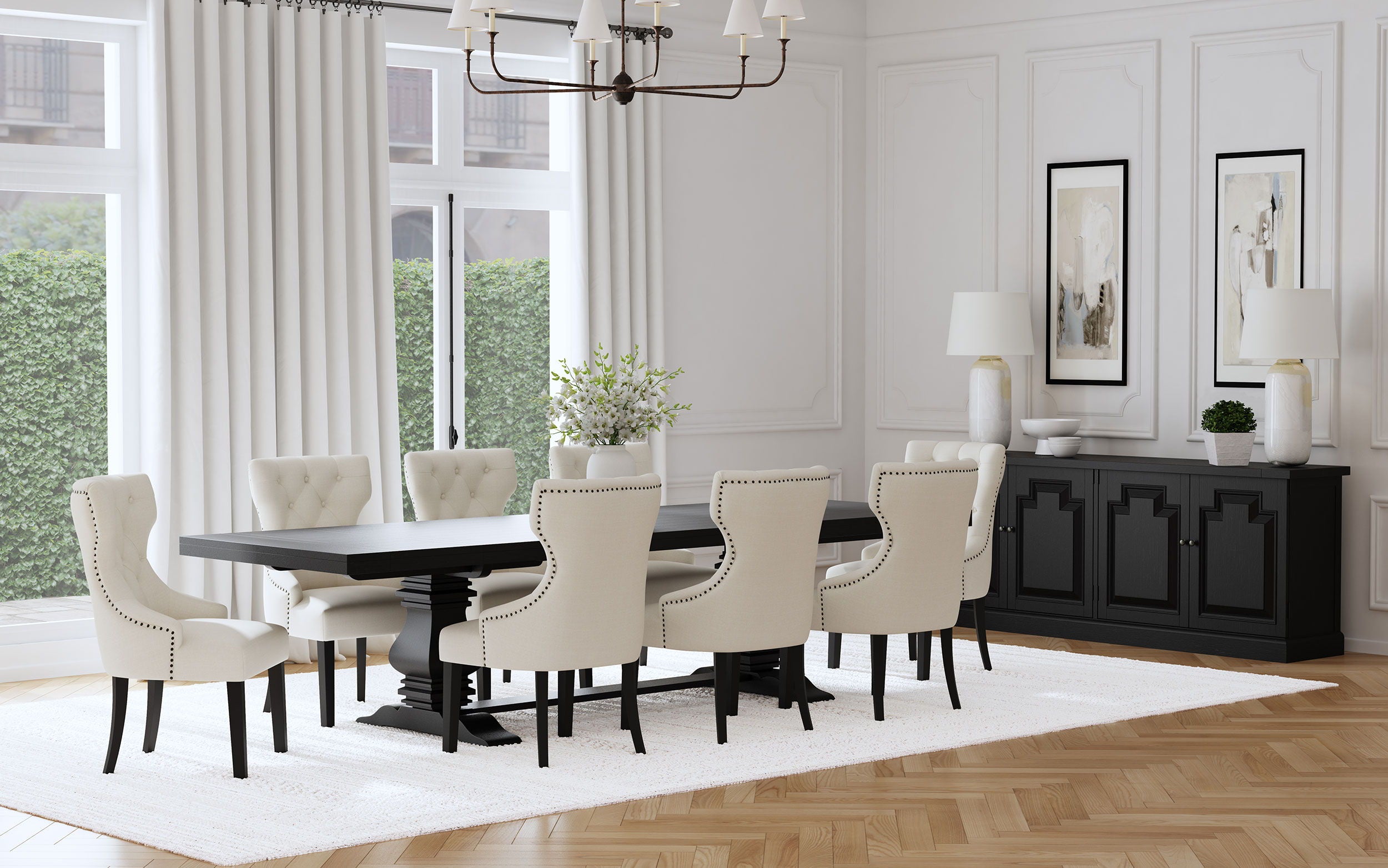 Florence - Extension Dining Table - Distressed Black