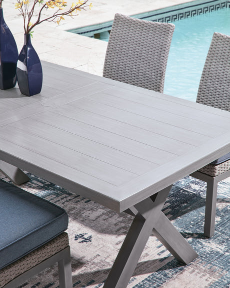 Half Moon Beach - Rectangular Dining Table With Umbrella Option - Gray - view 5