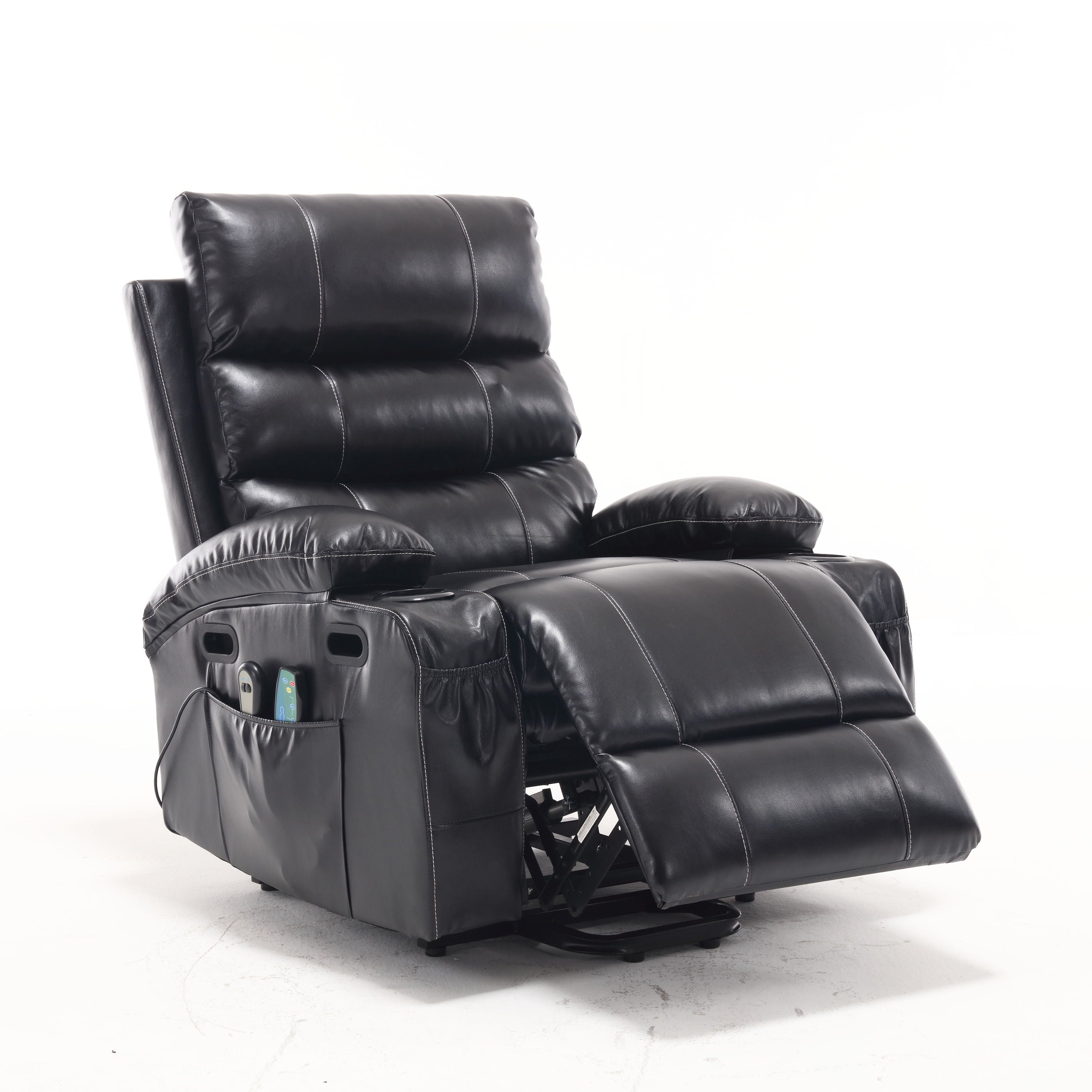 Large Size Electric Power Lift Recliner Chair Sofa For Elderly, 8 Point Vibration Massage And Lumber Heat, Remote Control, Side Pockets And Cup Holders