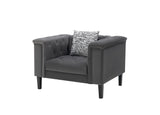 Mary - Tufted Chair With 1 Accent Pillow - Dark Gray
