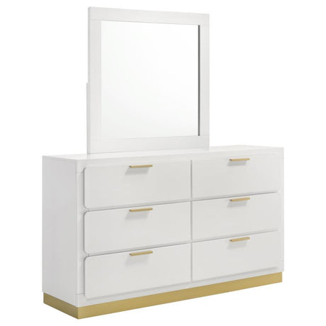 Caraway - 6-Drawer Bedroom Dresser With Mirror White by Coaster Fine Furniture | Bel Furniture