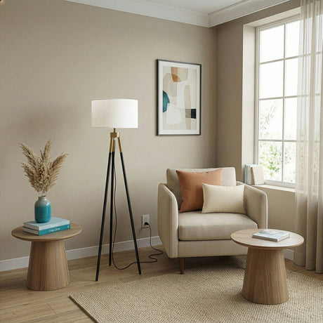 Sway - Floor Lamp With On / Off Switch Triple Legs Shade - Black / Gold / White - view 5