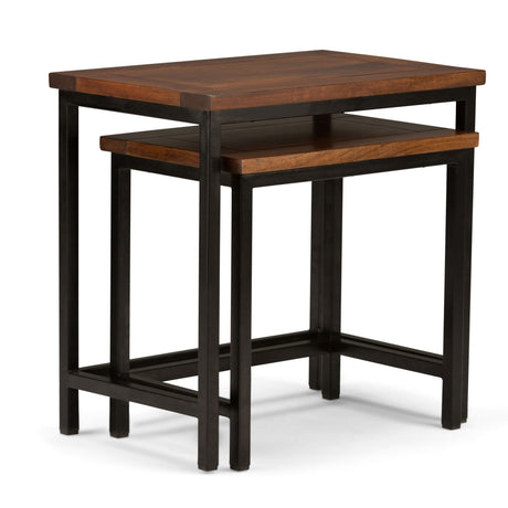 Skyler - 2 Piece Nesting Side Table - Dark Cognac Brown by Simpli-Home | Bel Furniture