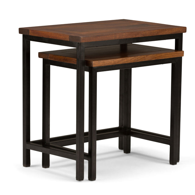 Skyler - 2 Piece Nesting Side Table - Dark Cognac Brown by Simpli-Home | Bel Furniture